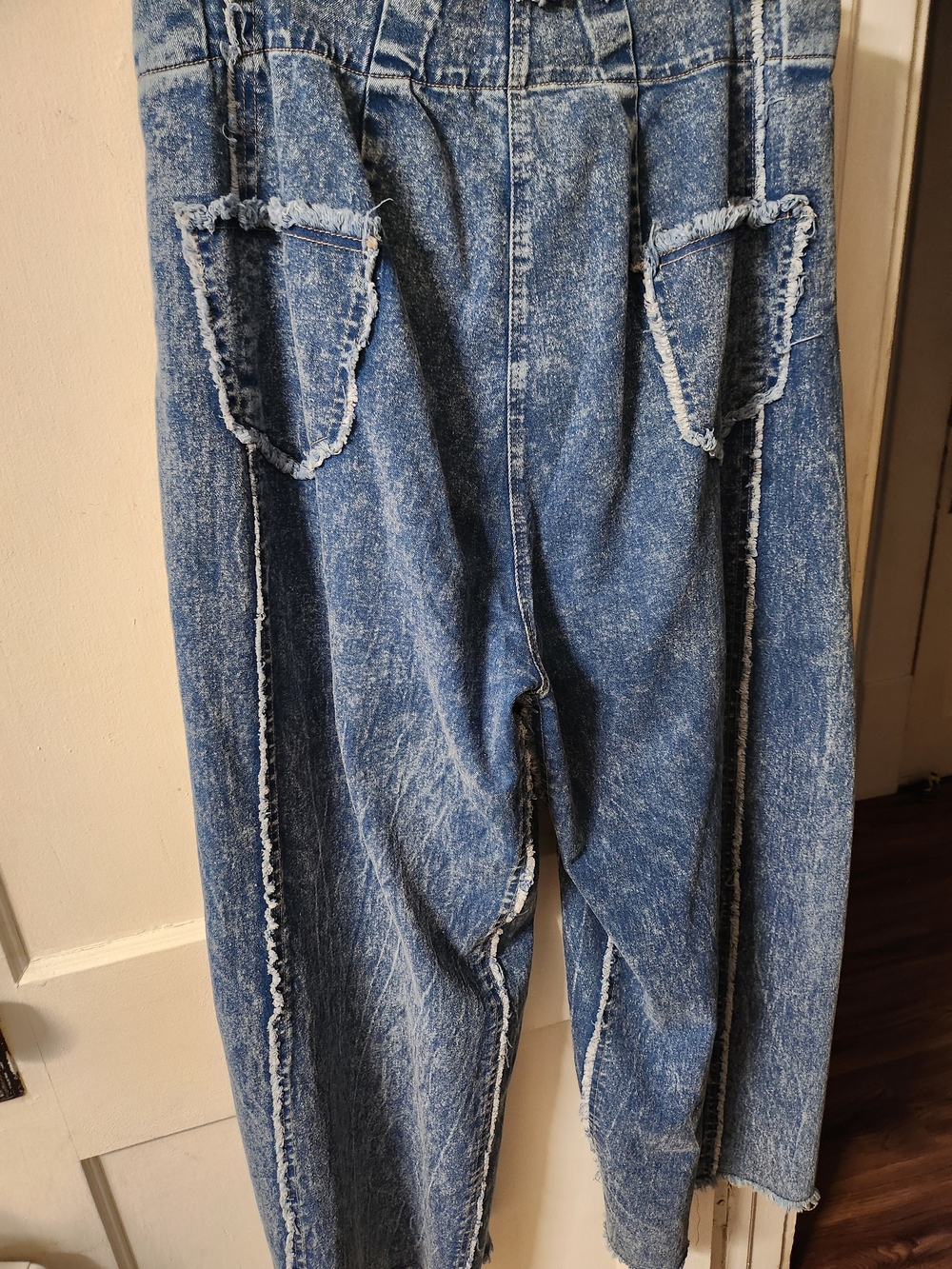 Ashley Stewart Blue High-Waist Flare Jeans with Raw Edge - Picture 3 of 6